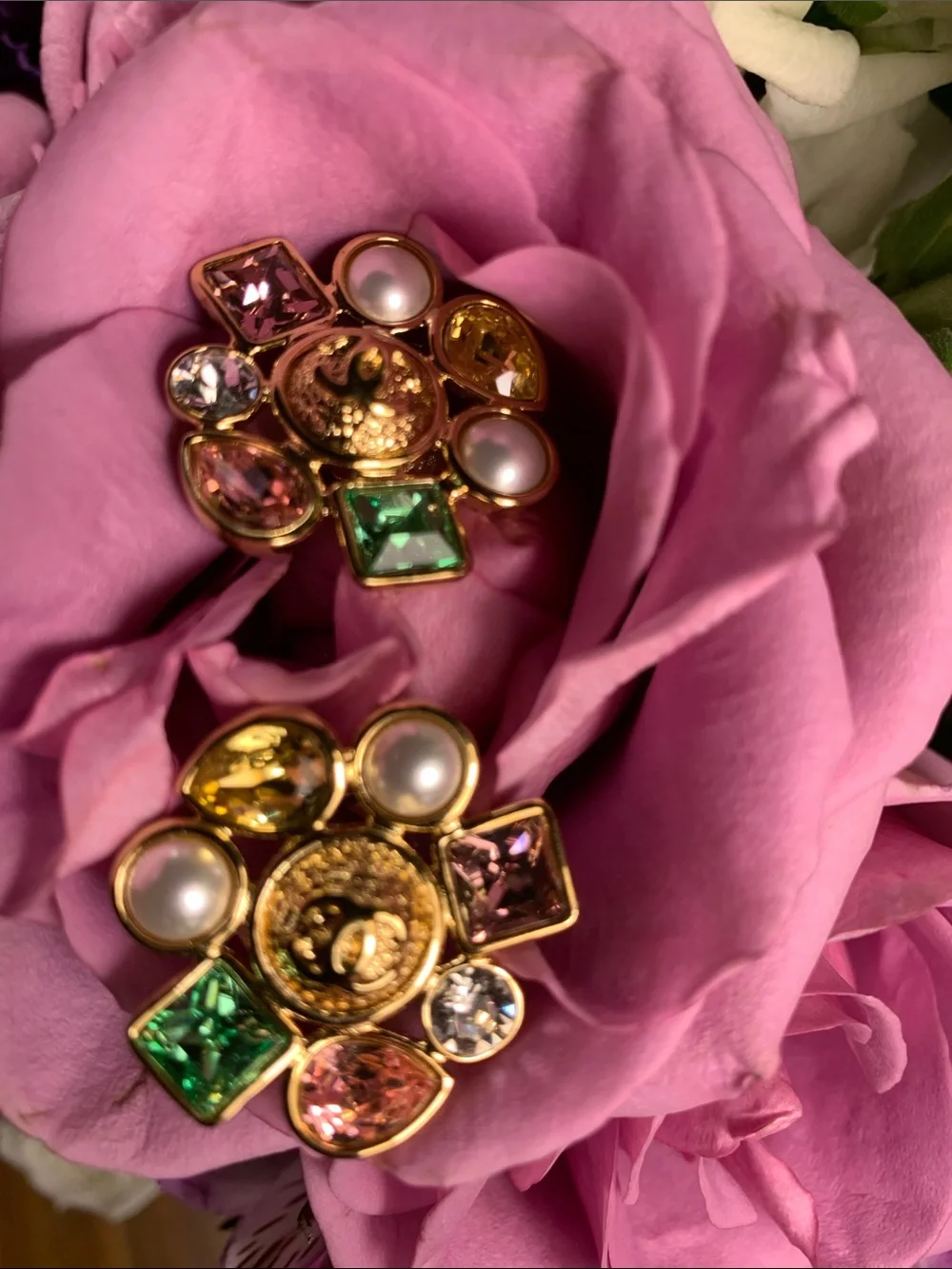 Absolutely stunning brand new authentic Chanel earrings with multi color stones